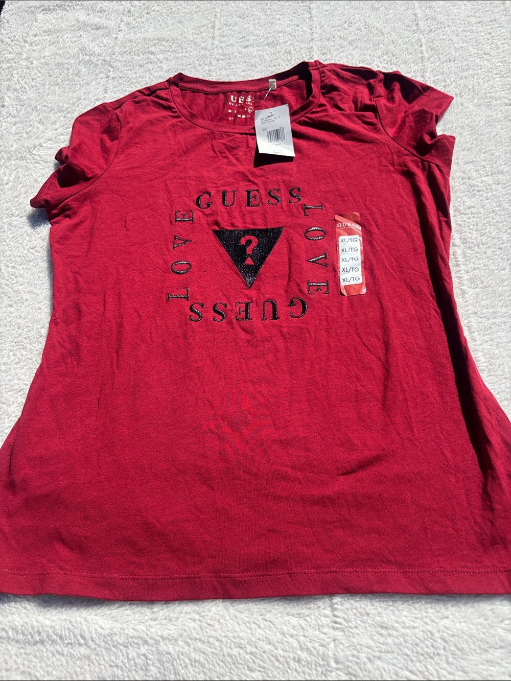 Guess Burgundy Graphic Logo T-Shirt